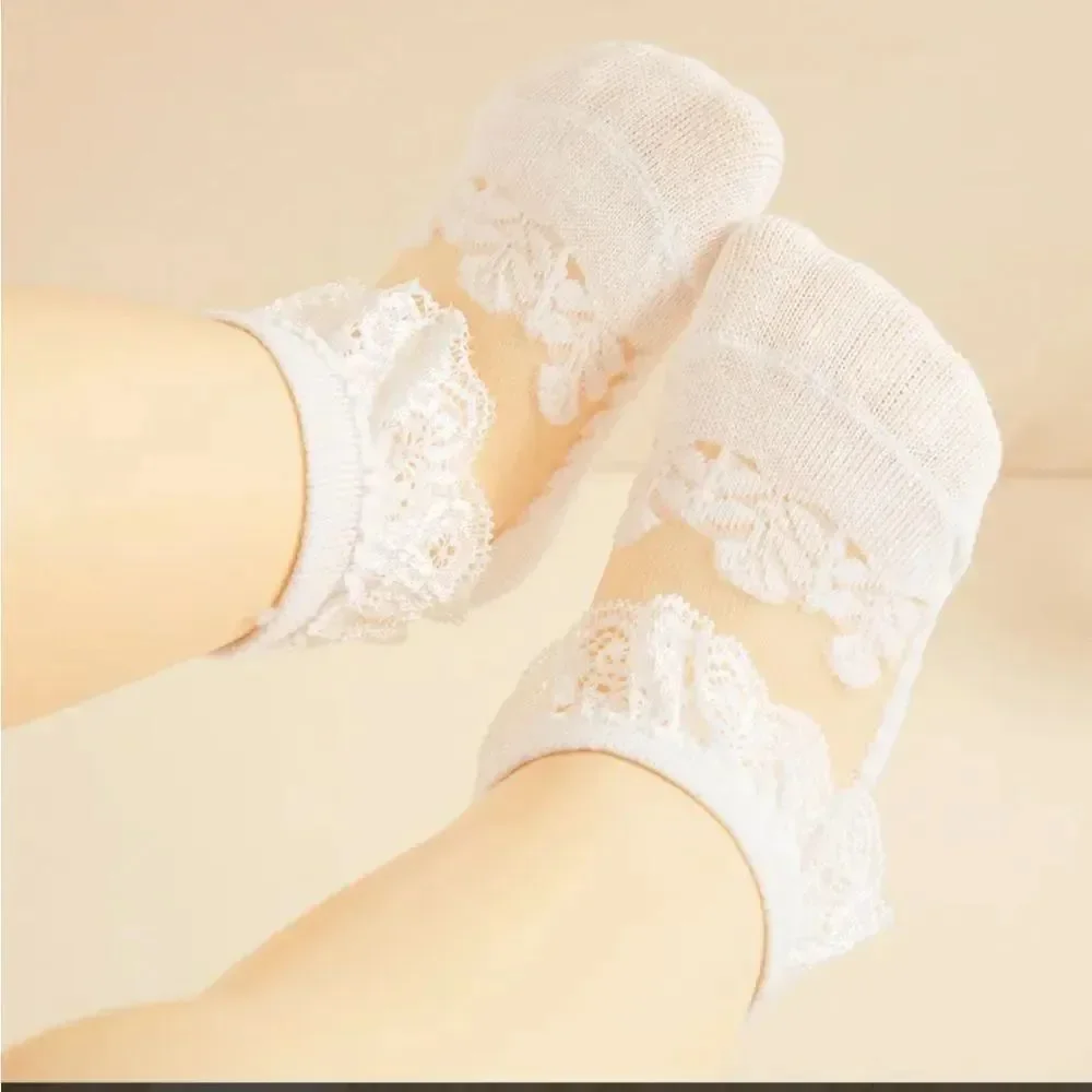BABY / TODDLER SOLID LACE BREATHABLE SOCKS
